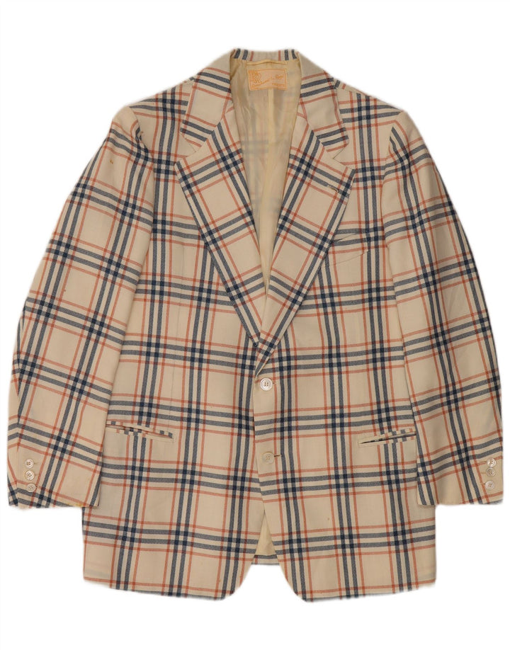 Vintage Herren 2-Knopf-Blazerjacke UK 38 Medium Off White Check