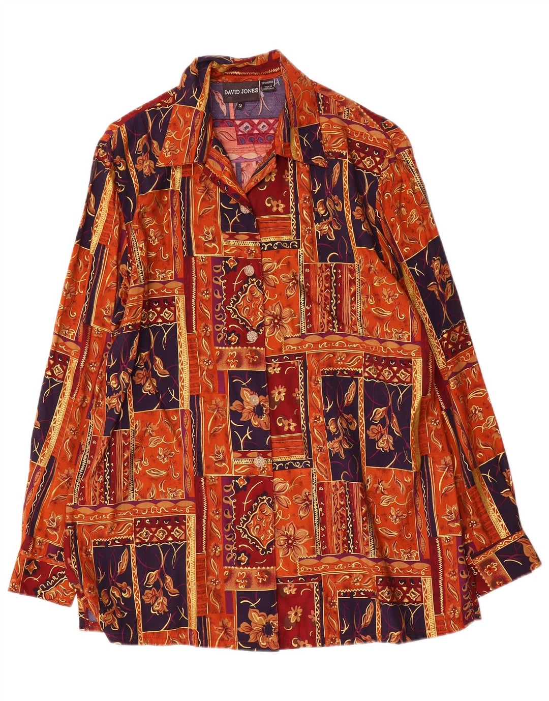 David Jones Womens Shirt Blouse US 12 Large Multicoloured Patchwork Viscose