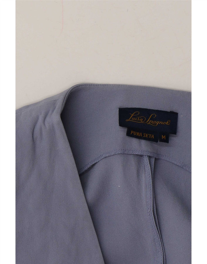 Luisa Spagnoli Womens Cardigan Top UK 14 Medium Blue Silk