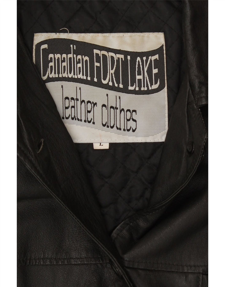 VINTAGE Womens Leather Jacket UK 16 Large Black Leather Vintage Vintage and Second-Hand Vintage from Messina Hembry 