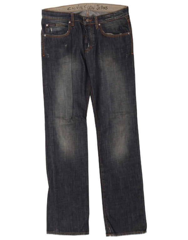 Calça jeans reta masculina Calvin Klein W33 L34 azul marinho algodão