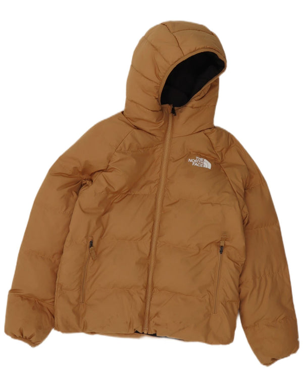 The North Face Boys Hooded Reversible Padded Jacket 11-12 Years Large Brown