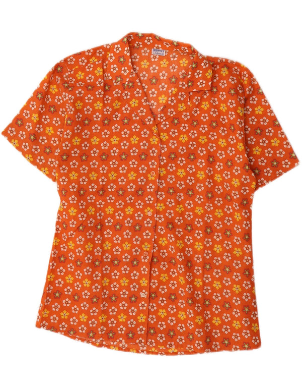Roveri Donna Blusa de manga corta para mujer UK 44 Medio Naranja Floral