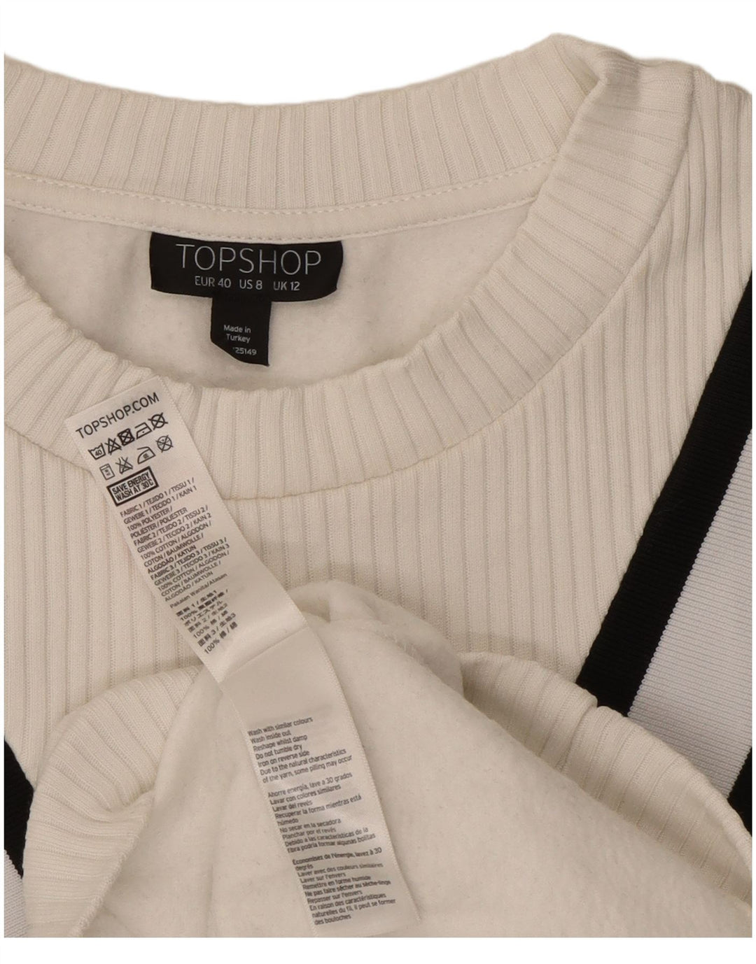 Topshop Womens Oversized Sweatshirt Jumper UK 12 Medium White Striped