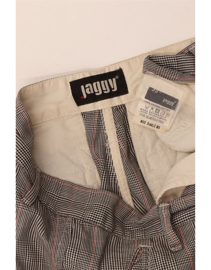 Jaggy Mens Cargo Shorts W33 Medium Grey Houndstooth Cotton