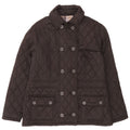 Barbour Womens Double Breasted Quilted Jacket UK 16 Large Grey Polyester