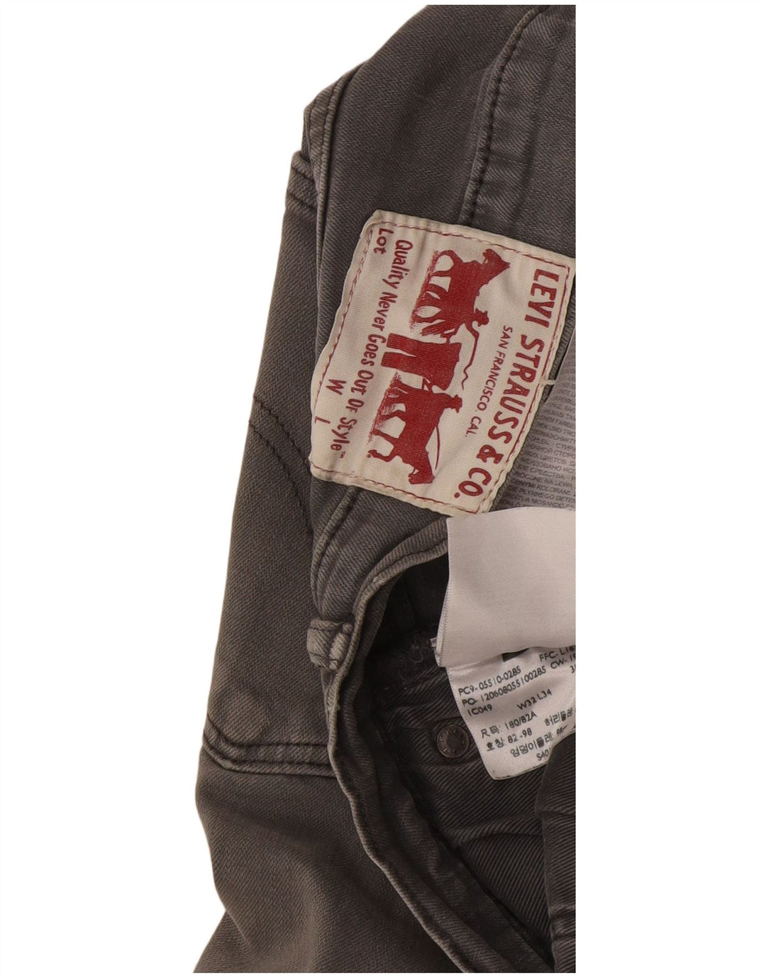 Levi's Mens Skinny Jeans W32 L34 Grey Cotton