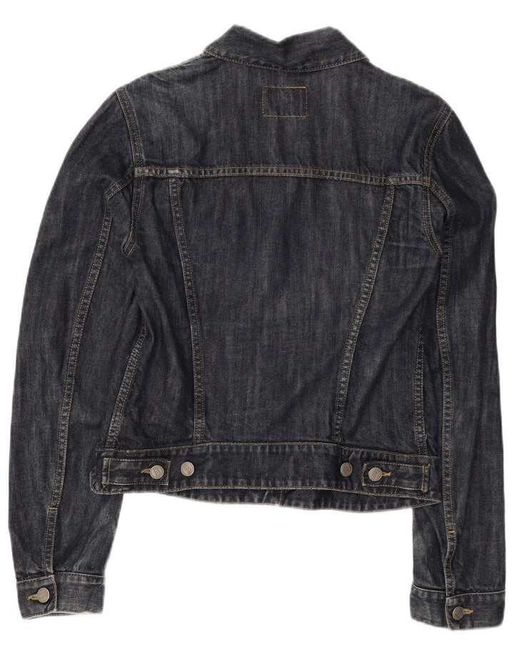 Gas Womens Crop Denim Jacket UK 12 Medium Navy Blue Cotton