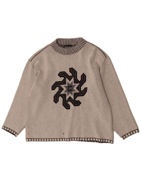 F.LLI Campagnolo Maglione girocollo con grafica da uomo XL Grigio geometrico