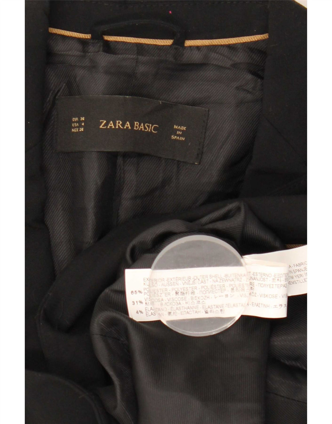 Jachetă pentru femei Zara cu 1 nasture EU 36 XS Poliester negru