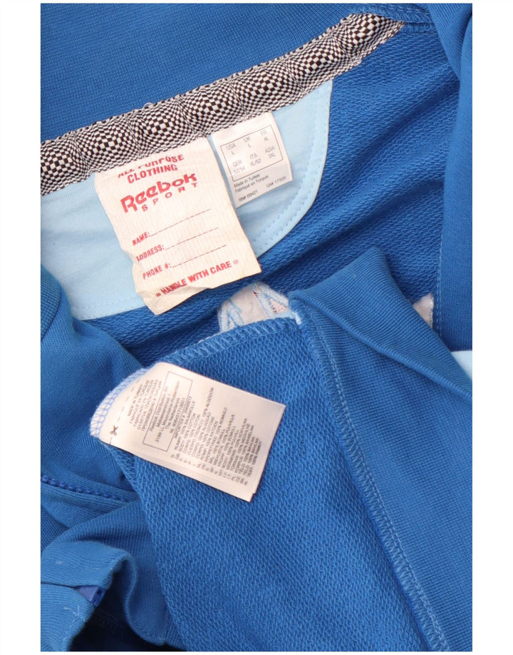 Reebok Mens Graphic Tracksuit Top Jacket Large Blue Colourblock Cotton