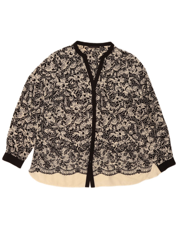 Marks & Spencer Womens Shirt Blouse UK 20 2XL Black Floral Polyester