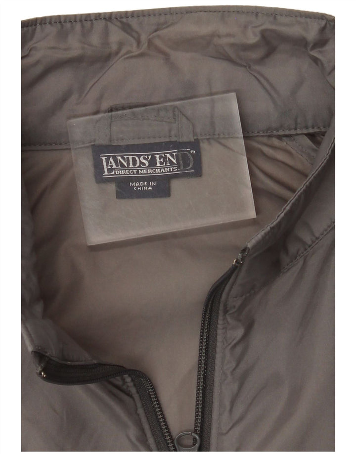LANDS END Mens Tracksuit Top Jacket Medium Grey Nylon