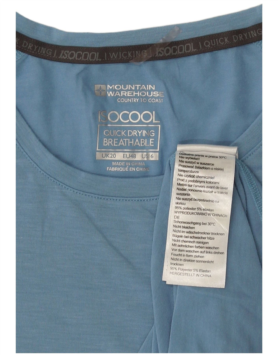 Mountain Warehouse Womens IsoCool T-Shirt Top UK 20 2XL Blue Polyester