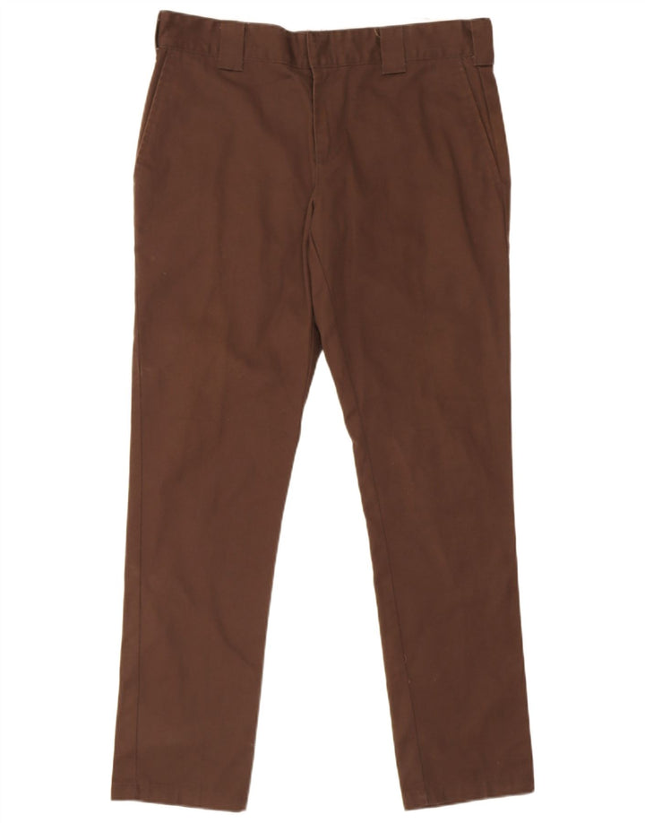 Dickies Mens Slim Chino Trousers W33 L32 Brown Polyester