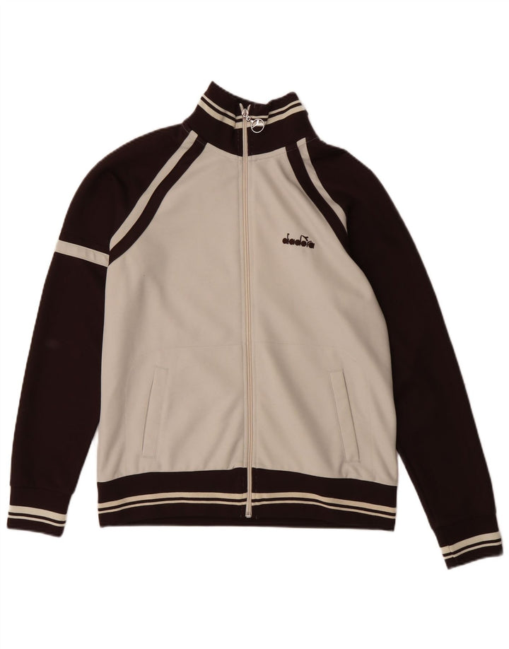 DIADORA Womens Tracksuit Top Jacket IT 46 Large White Colourblock