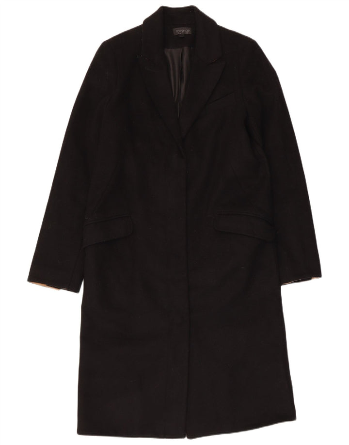 Topshop Womens Overcoat UK 8 Small Black Wool