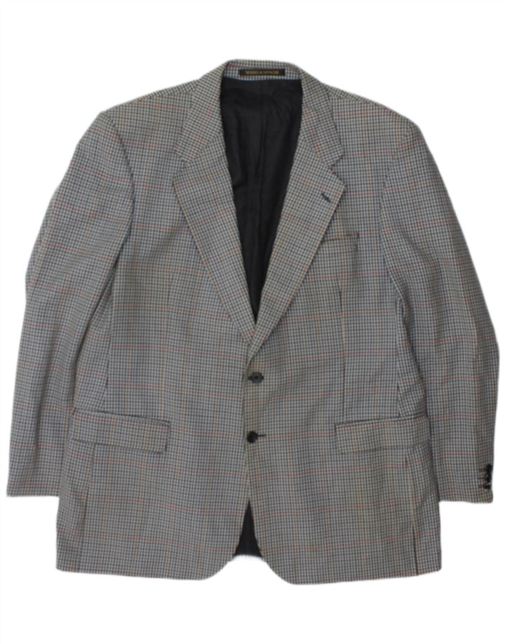 Marks & Spencer Veste blazer à 2 boutons pour homme UK 46 XL en laine à carreaux bleus