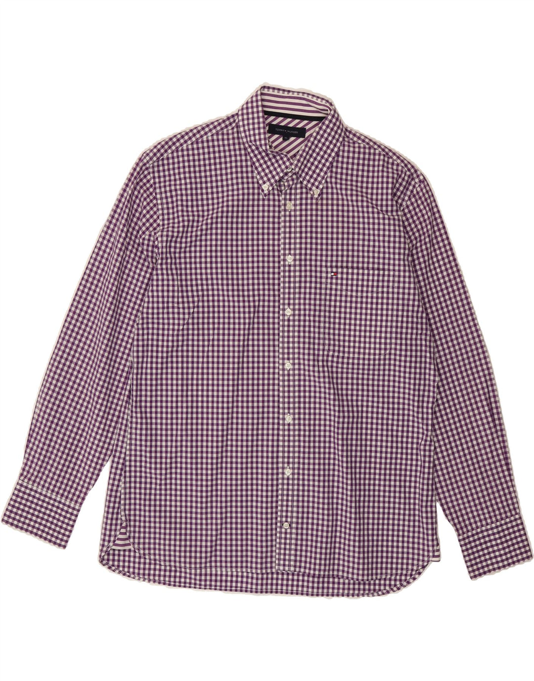 TOMMY HILFIGER Mens Shirt XL Purple Gingham Vintage Tommy Hilfiger and Second-Hand Tommy Hilfiger from Messina Hembry 