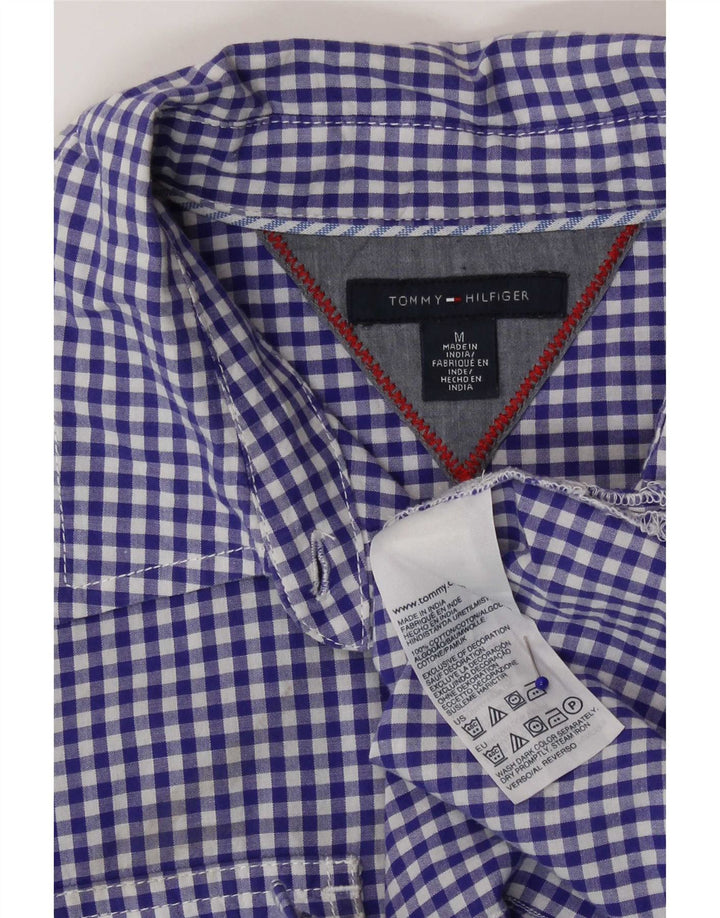 Tommy Hilfiger Womens Shirt UK 12 Medium Blue Gingham Cotton