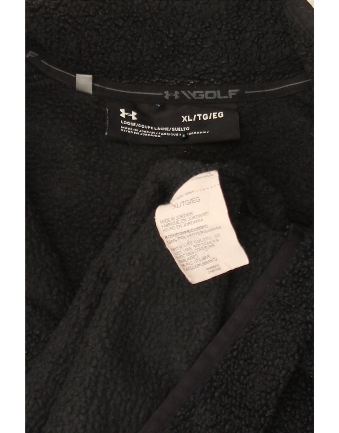 UNDER ARMOUR Mens Golf Zip Neck Fleece Jumper XL Black Polyester Vintage Under Armour and Second-Hand Under Armour from Messina Hembry 