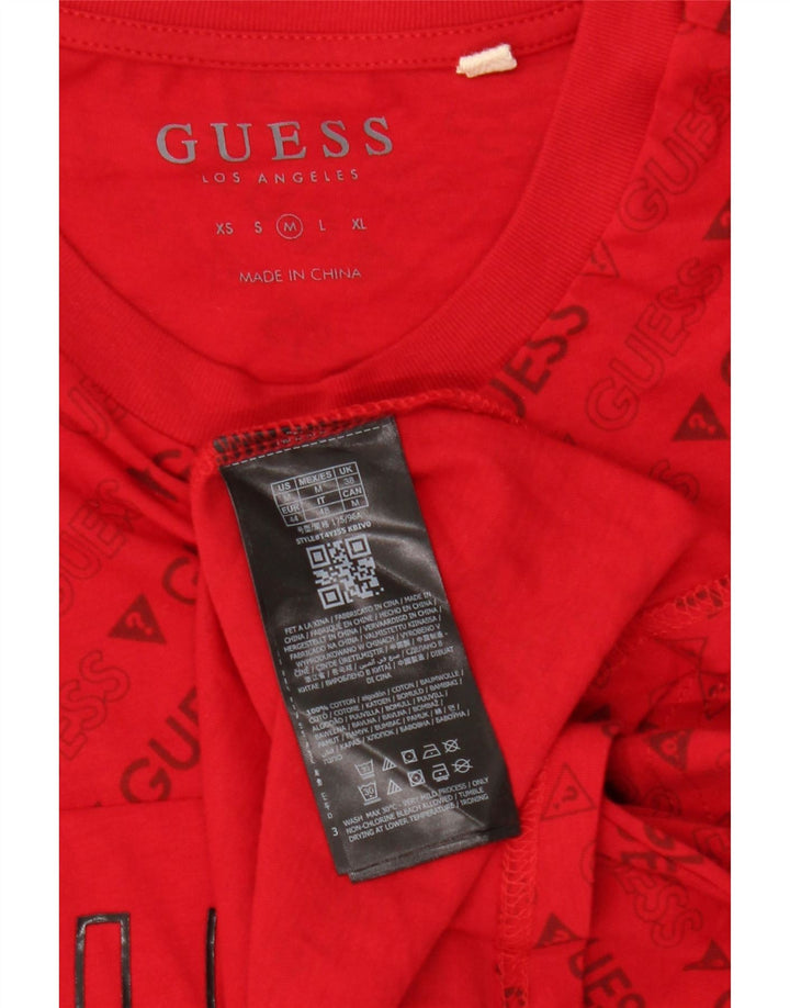 GUESS Mens Graphic T-Shirt Top Medium Red Cotton