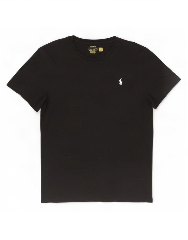 Polo Ralph Lauren Mens Camiseta Slim Fit Personalizada Top Grande Algodão Preto