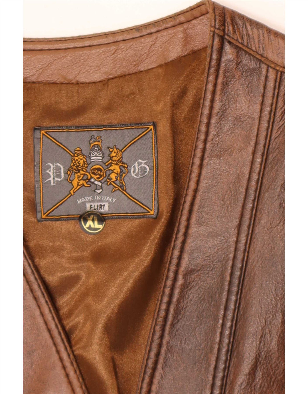 Vintage Mens Leather Waistcoat XL Brown
