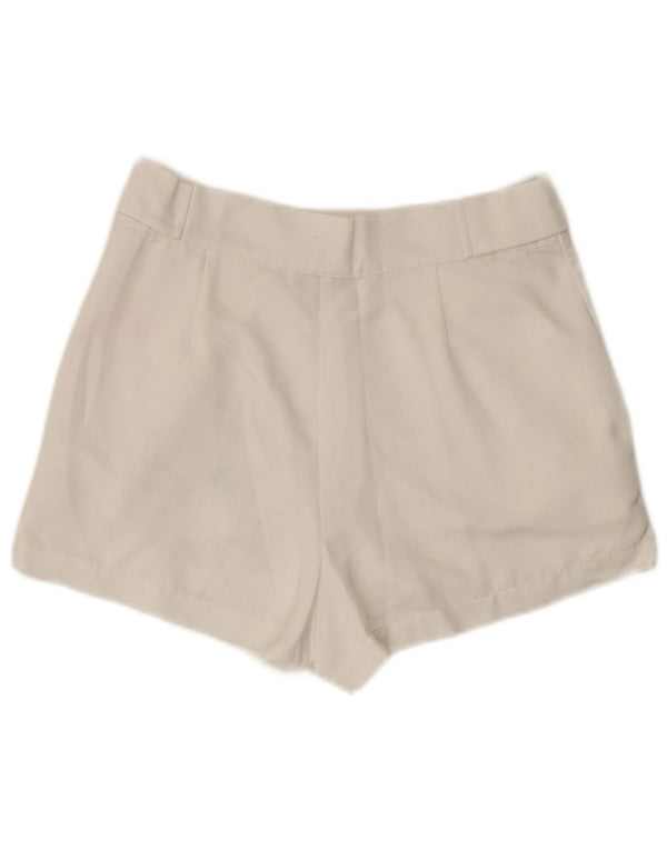 Pantaloncini chino a vita alta da donna Topshop UK 10 piccoli W28 poliestere bianco