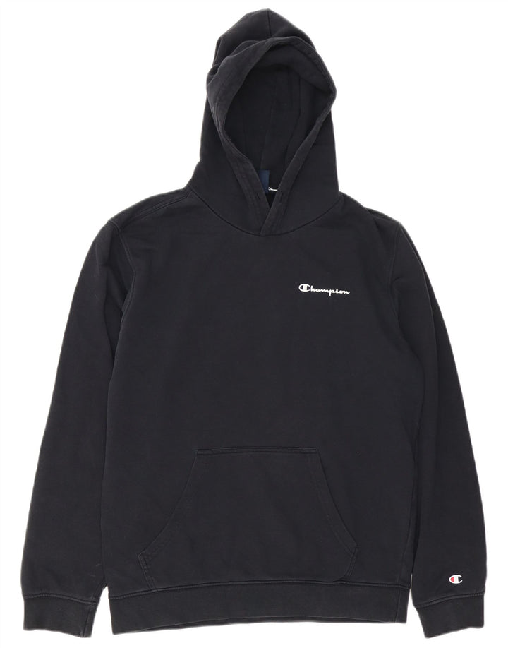 Champion Mens Hoodie Jumper Medium Navy Blue Cotton