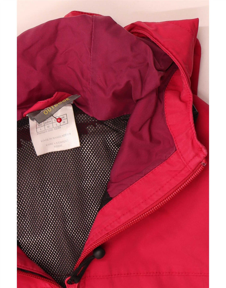 Giacca antipioggia con cappuccio da donna Jack Wolfskin UK 16 Large Rosso Poliammide