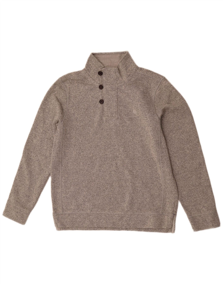 FAT FACE Sweat-shirt Airlie à col boutonné pour homme, grand gris moucheté