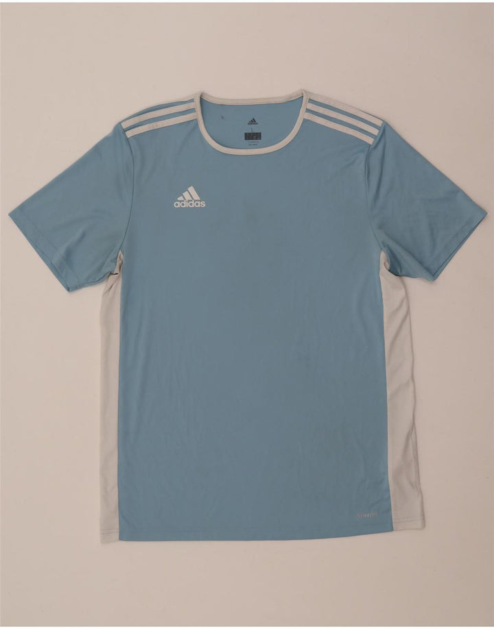 Adidas Mens Climalite T-Shirt Top Large Blue Colourblock Polyester