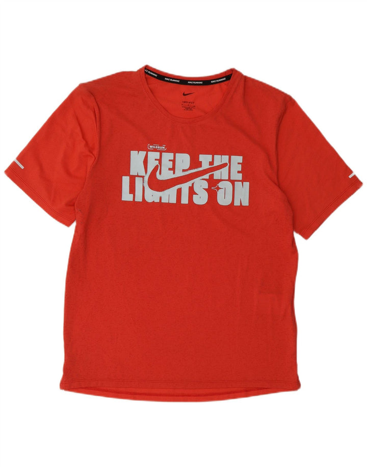 NIKE Mens Dri Fit Graphic T-Shirt Top Small Orange Polyester