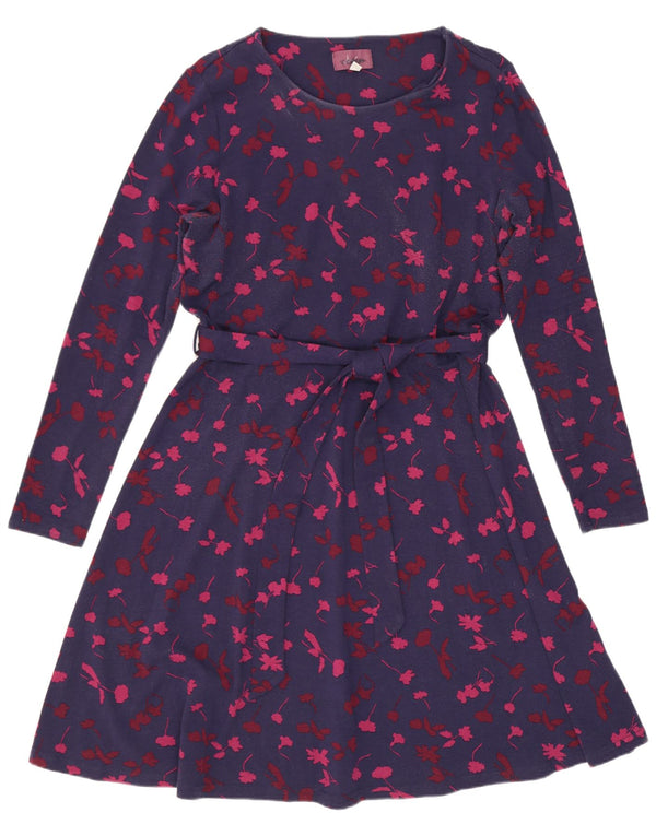 Abito a trapezio da donna a maniche lunghe Joules UK 16 Grande viscosa floreale blu navy
