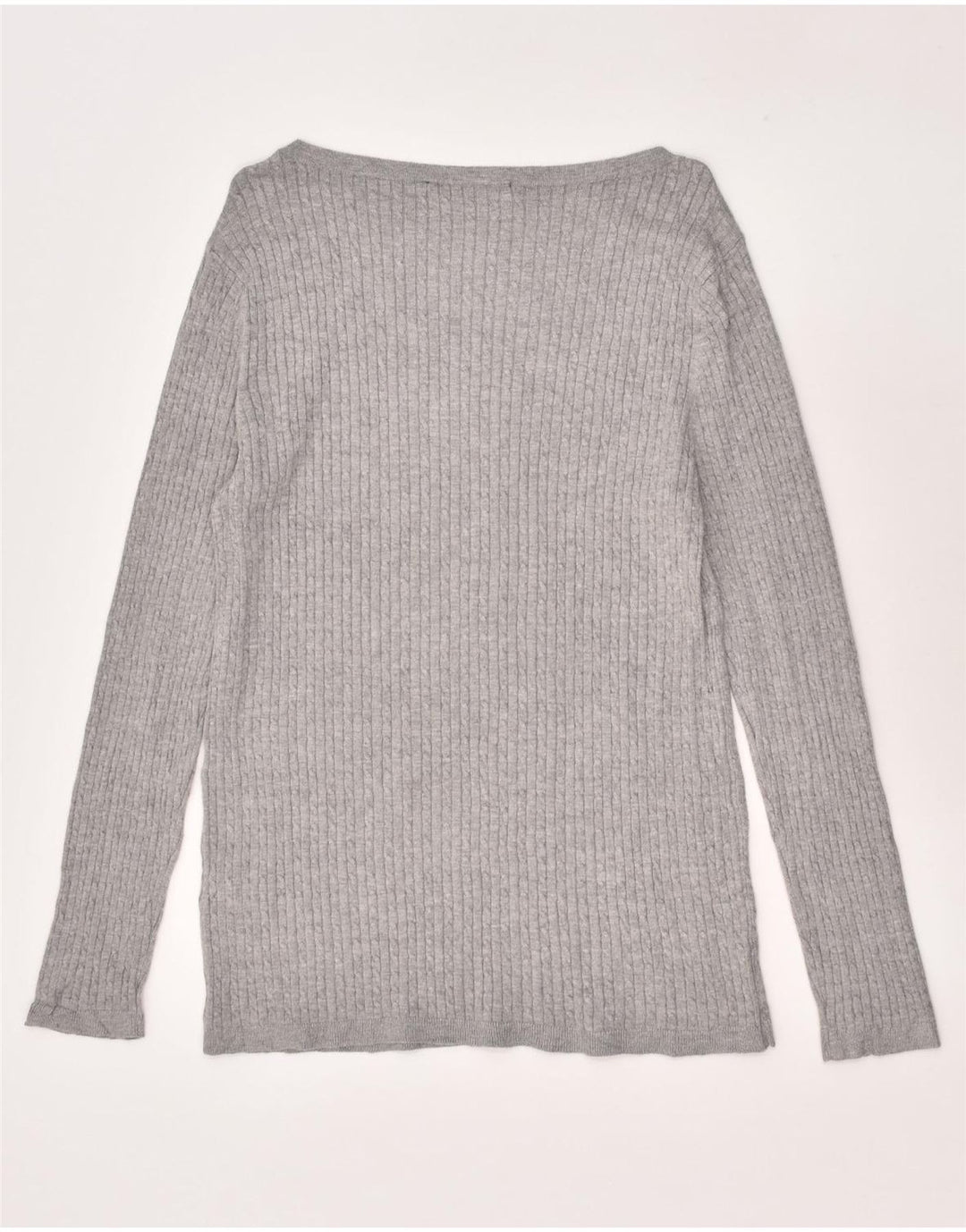 TOMMY HILFIGER Womens Boat Neck Jumper Sweater UK 14 Large Grey Viscose | Vintage Tommy Hilfiger | Thrift | Second-Hand Tommy Hilfiger | Used Clothing | Messina Hembry 