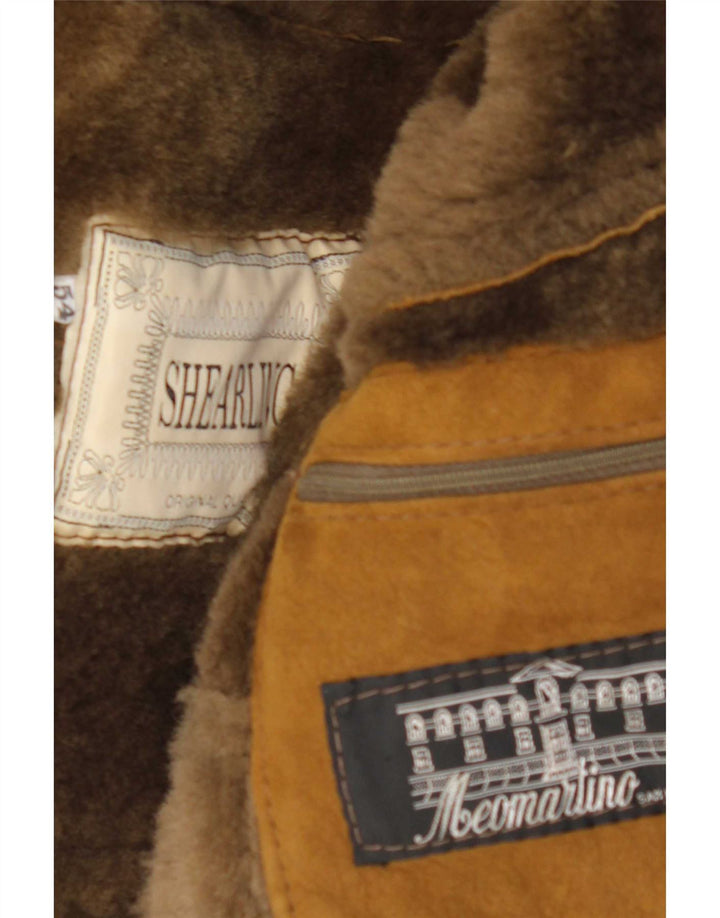 Vintage Mens Shearling Overcoat IT 54 2XL Beige Shearling