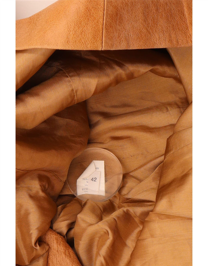 MAYS Womens Leather Jacket IT 42 Medium Beige Leather