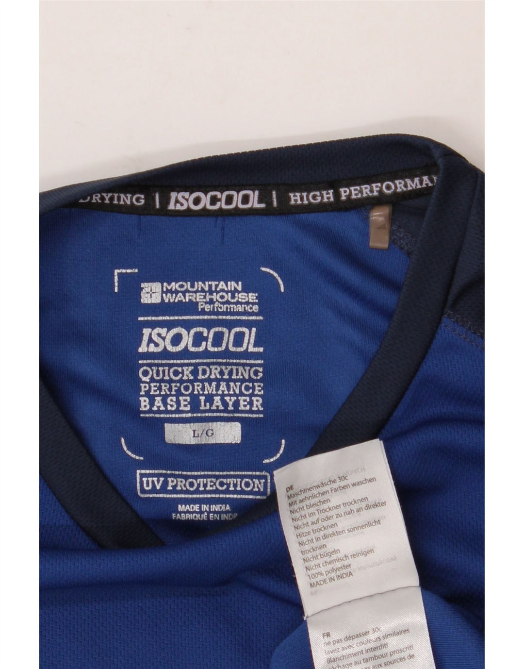 MOUNTAIN WAREHOUSE Mens IsoCool T-Shirt Top Large Blue Colourblock