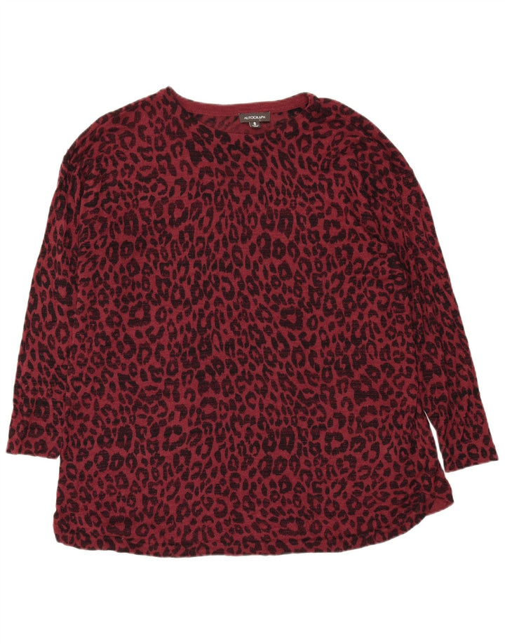 MARKS & SPENCER Womens Crew Neck Jumper Sweater UK 10 Small Maroon