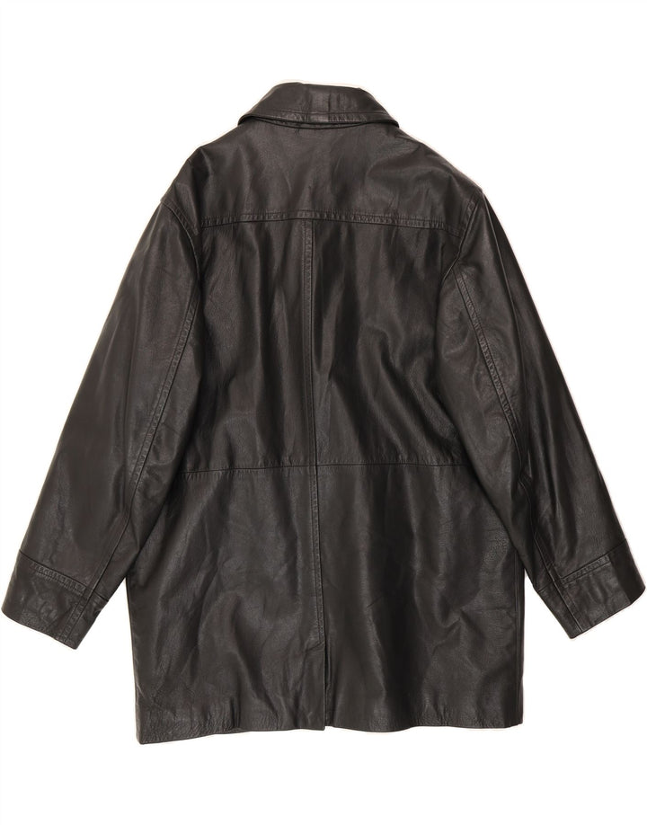 PRISMA Womens Leather Coat UK 14 Large  Black Leather Vintage Prisma and Second-Hand Prisma from Messina Hembry 