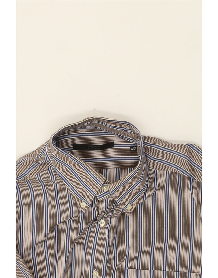 UNGARO Mens Shirt Size 45 18 2XL Grey Striped Vintage Ungaro and Second-Hand Ungaro from Messina Hembry 