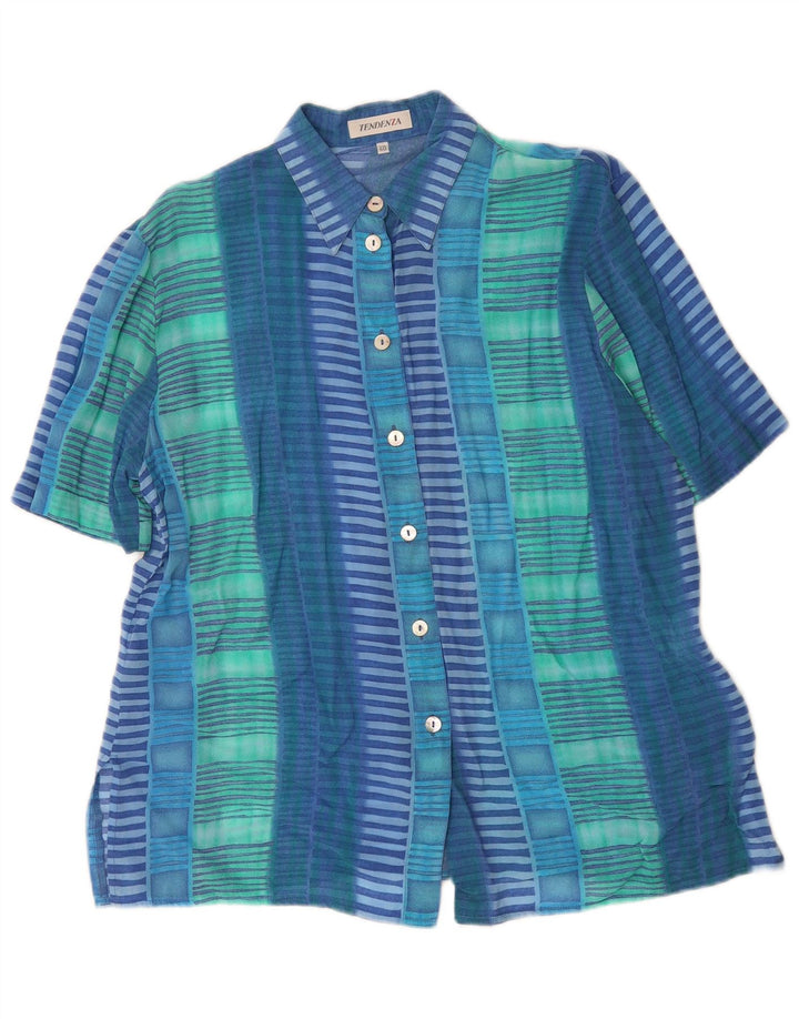TENDENZA Womens Short Sleeve Shirt EU 40 Medium Blue Striped