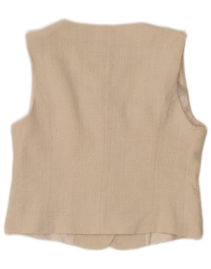 Zara Womens Waistcoat UK 12 Medium Beige Cotton