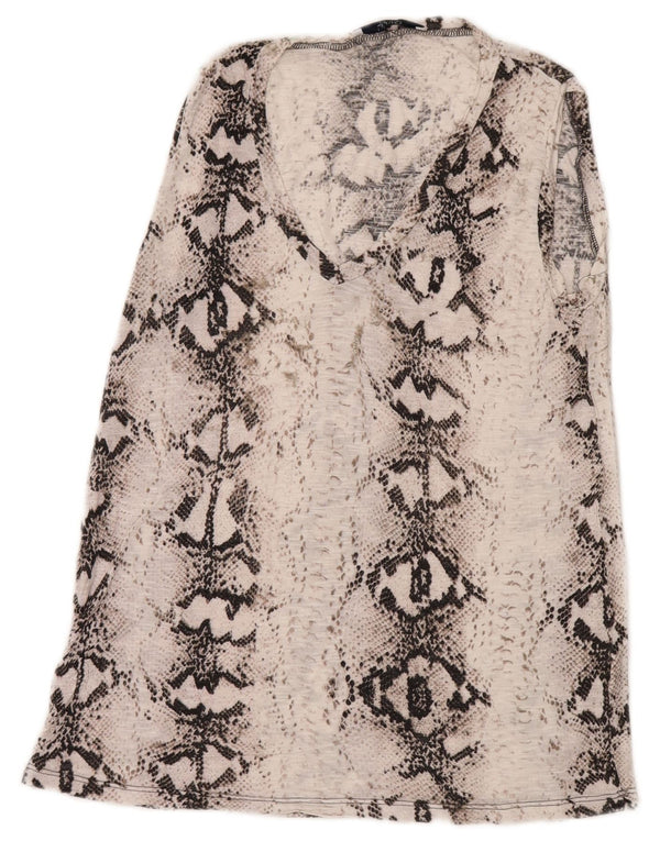 Camicetta senza maniche da donna Liu Jo Top UK 8 Small White Animal Print Viscosa
