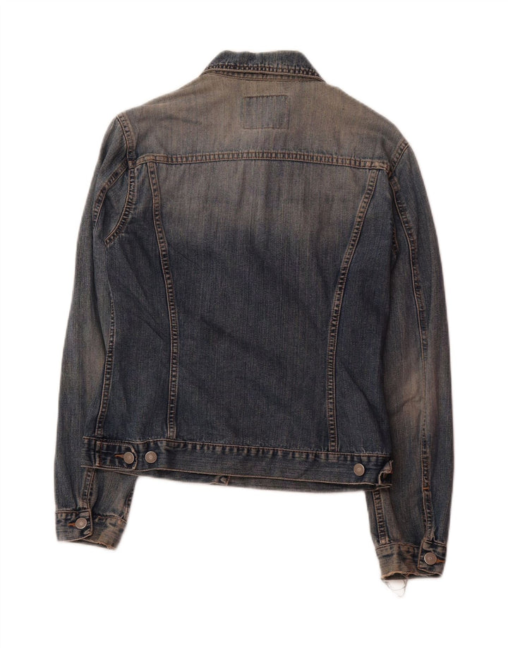SISLEY Womens Denim Jacket UK 10 Small Navy Blue Cotton