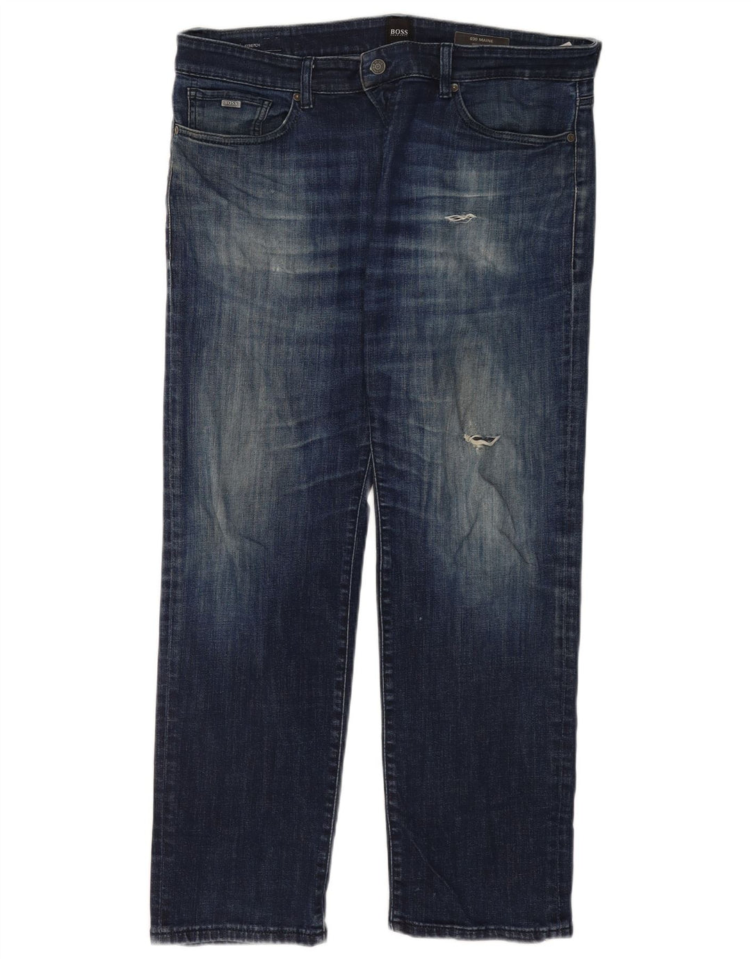 Hugo Boss Womens Regular Straight Jeans W36 L32 Blue Cotton