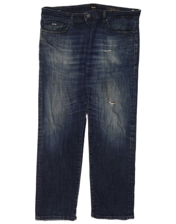 Hugo Boss Damen Regular Straight Jeans W36 L32 Blaue Baumwolle