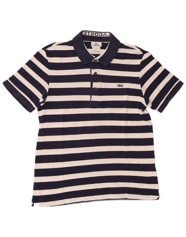 Lacoste Mens Short Sleeve Polo Shirt Size 3 Small Navy Blue Striped