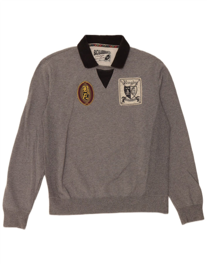 BACI & ABBRACCI Herre grafisk sweatshirt Jumper Medium Grå Colourblock